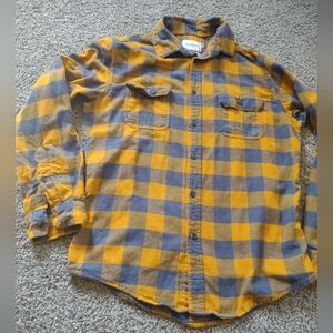 Men's Yellow and Navy Plaid Shirt